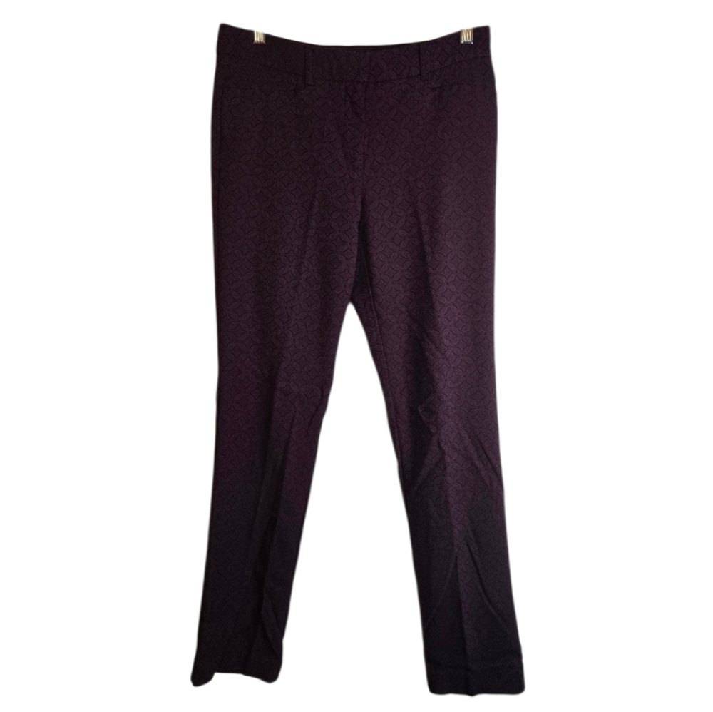 Mario Serrani Women's Dark Maroon And Black Straight Leg Pants Size 6 Work